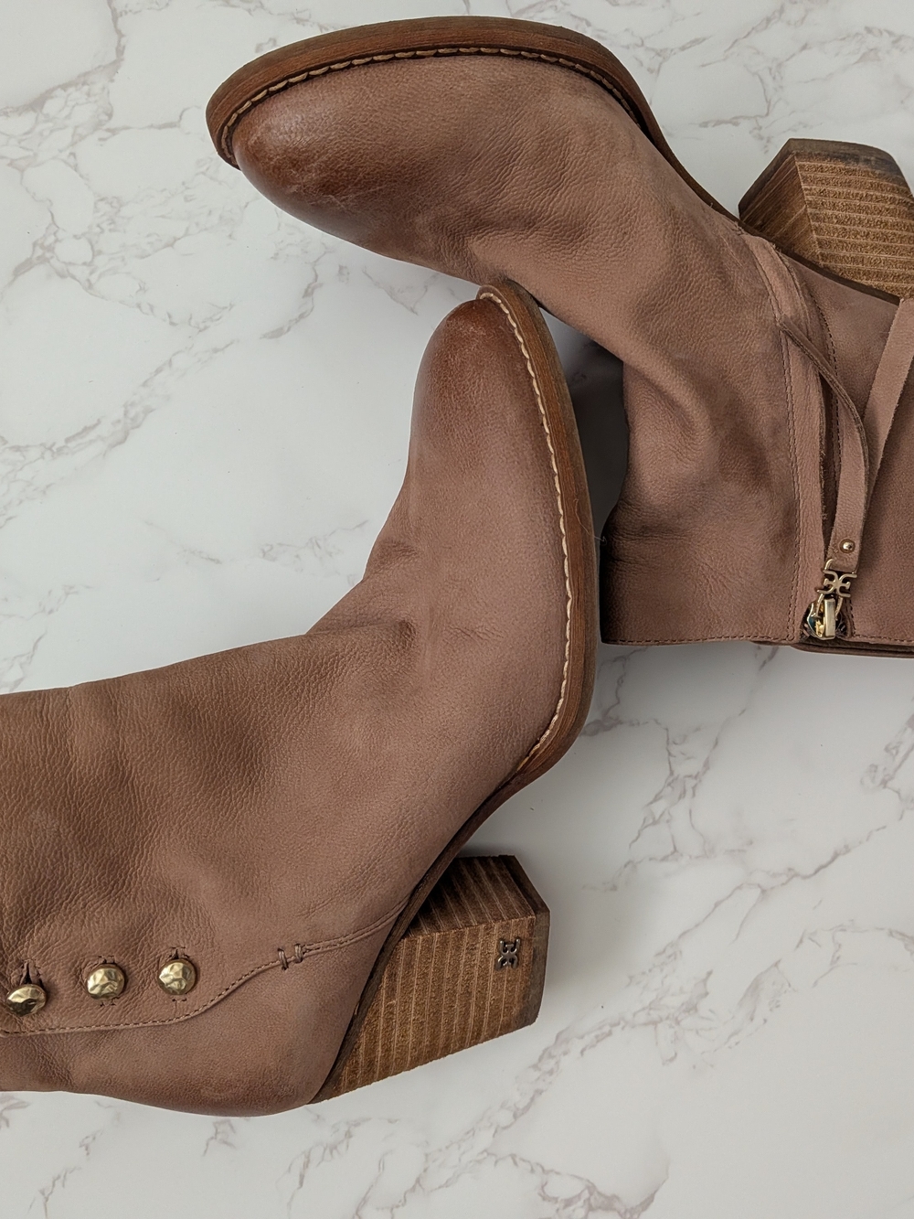 Sam Edelman Light Brown/Cognac Ankle Booties Size 7